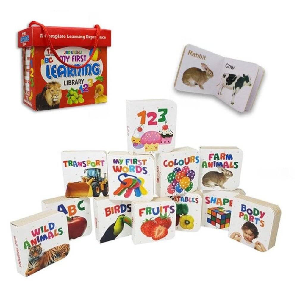 12 in 1 Learning Library for kids featuring educational books on various topics