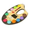 12-piece watercolor artist palette with paintbrush set, featuring vibrant watercolor cakes and a durable black plastic palette.