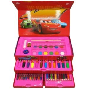 Cars themed 54-piece art set with drawers, complete with paints, markers, crayons, and more for artistic fun