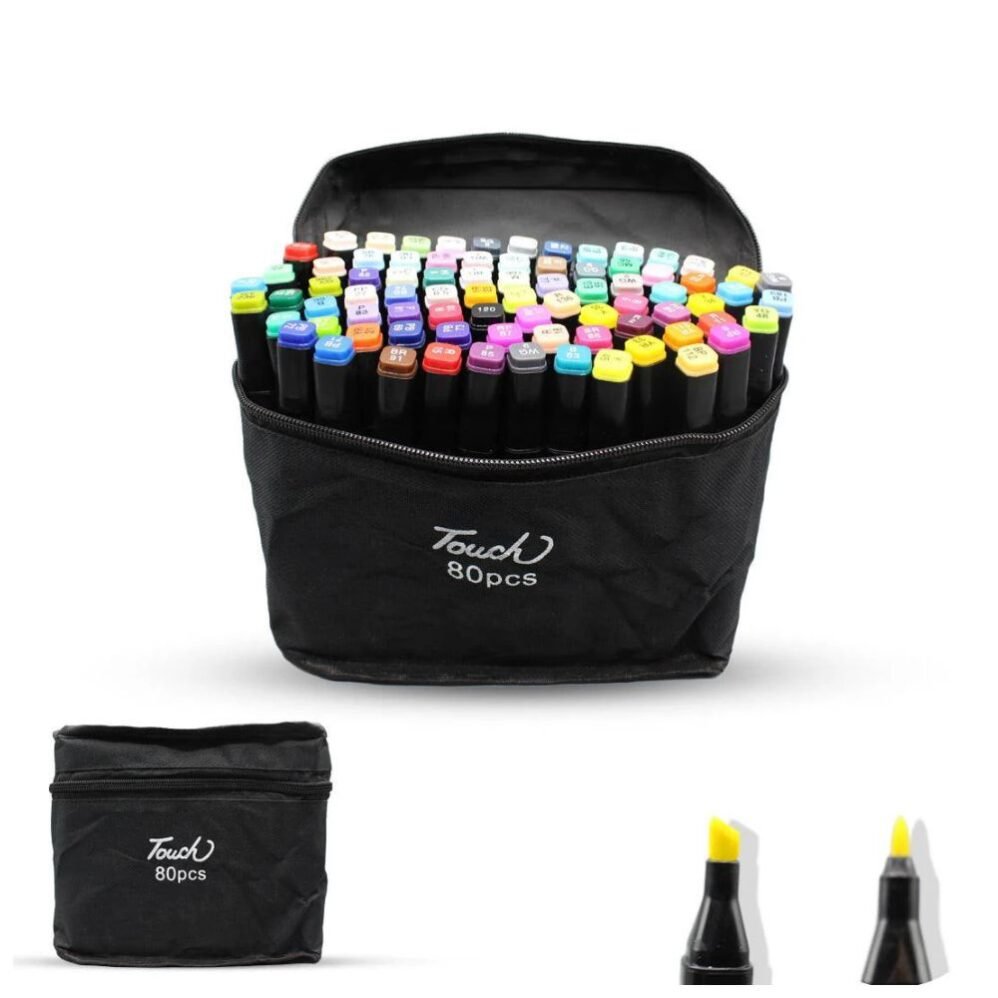 Touch Double-Sided Color Markers set with fine and broad tips for vibrant artwork and precise strokes
