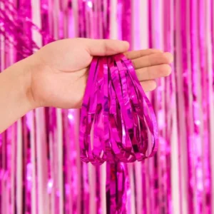 Curtains Foil Strips Dark Pink Shimmer