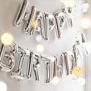 Balloons Foil "Happy Birthday" Silver