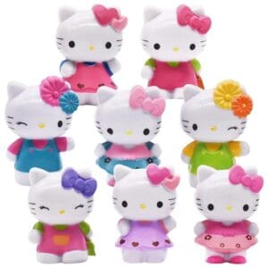 Hello Kitty Cupcake Figures Set – 8Pcs Cake Toppers