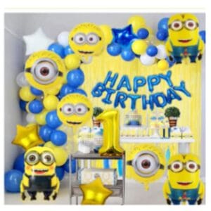 Minions Birthday Decoration Set – Yellow & Blue Balloons