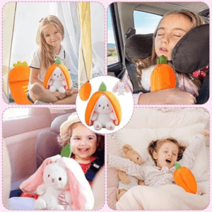Reversible Bunny Carrot Plush Pillow
