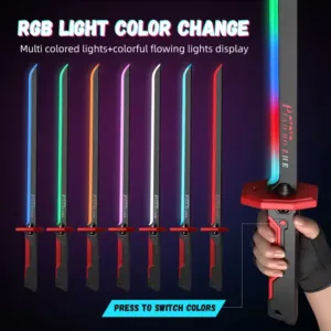 RGB LED Cyber Sword showing multiple light colors